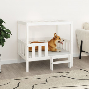 Cama para perros madera maciza de pino blanco 95.5x73.5x900 cm D