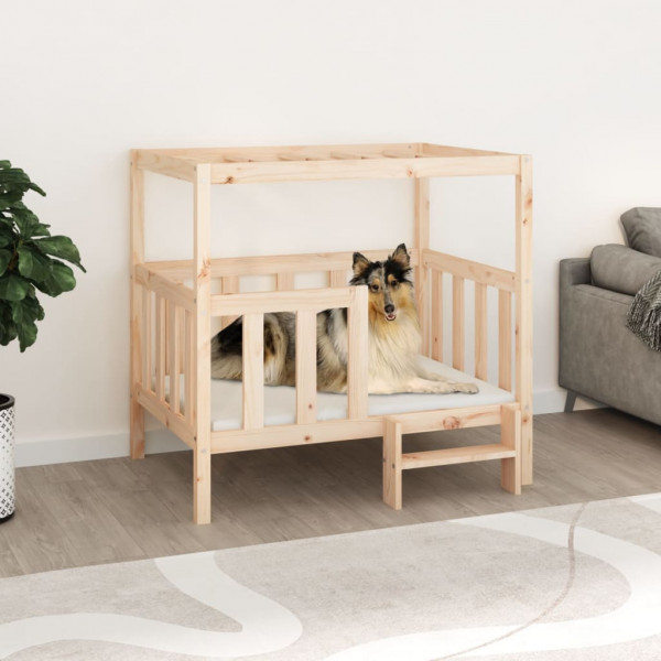 Cama para cachorro em madeira maciça de pinho 105,5x83,5x100 cm D