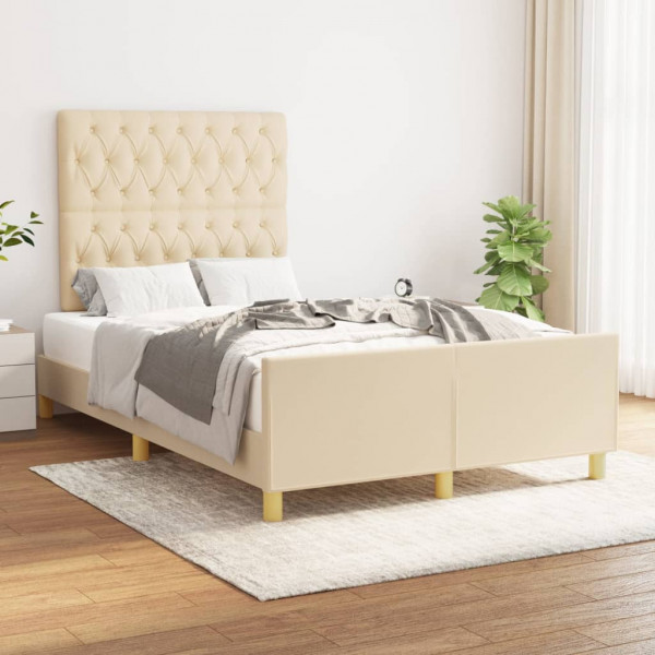 Estructura de cama con cabecero de tela color crema 120x200 cm Estructura de cama con cabecero de tela color crema 120x200 cm D
