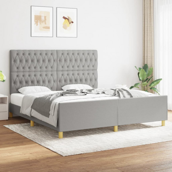 Estructura de cama con cabecero gris claro tela 180x200 cm D