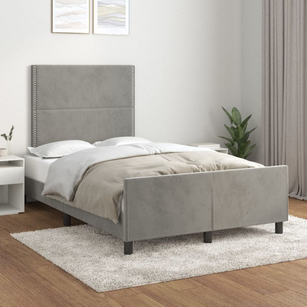 Estructura de cama con cabecero terciopelo gris claro 120x200cm D