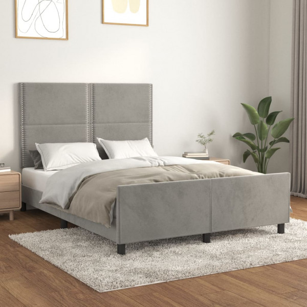 Estructura de cama con cabecero terciopelo gris claro 140x190cm D