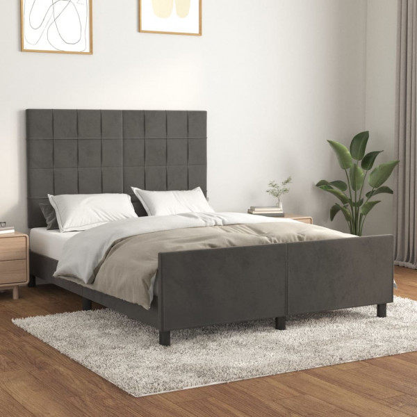 Estructura cama con cabecero terciopelo gris oscuro 140x200 cm D