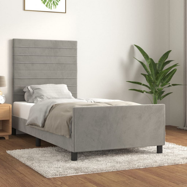 Estructura de cama con cabecero terciopelo gris claro 80x200 cm D
