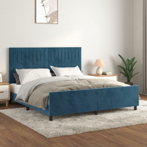 Estructura cama con cabecero terciopelo azul oscuro 160x200 cm D