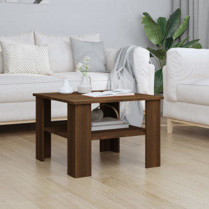 Mesa de centro de madera contrachapada roble marrón 60x60x42 cm D