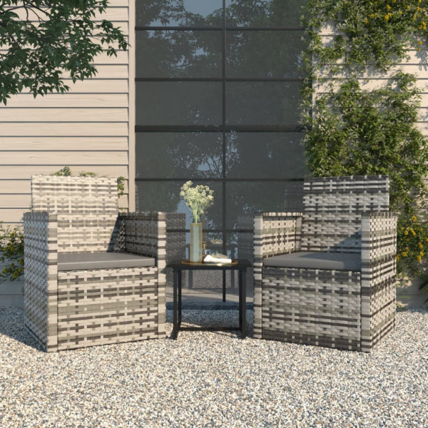 Móveis de jardim com almofadas 3 peças de rattan sintético cinza D