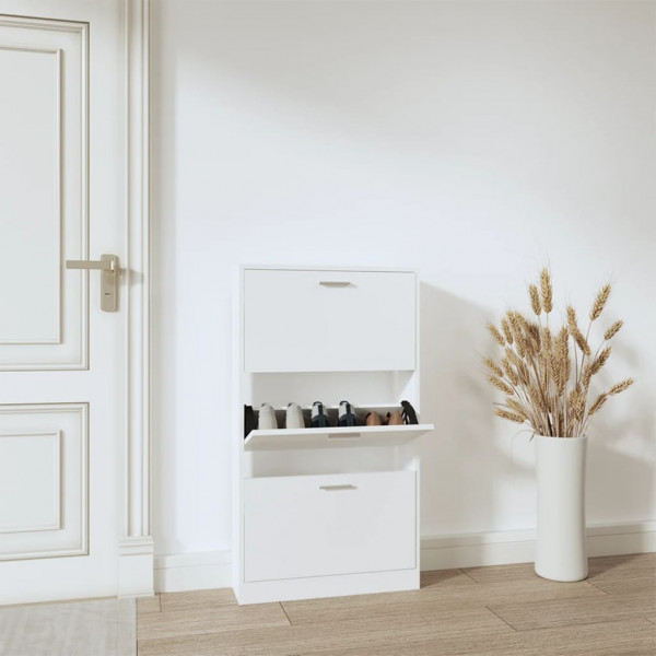 Mueble zapatero madera contrachapada blanco 59x17x108 cm D