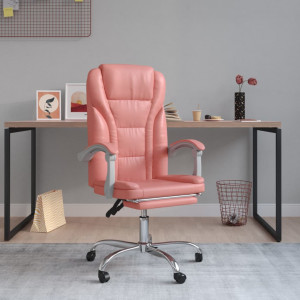 Silla de oficina reclinable cuero sintético rosa D