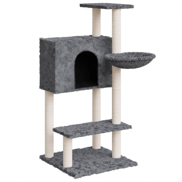 Rascador para gatos con postes de sisal gris oscuro 108.5 cm D