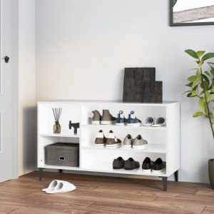 Mueble zapatero madera contrachapada blanco brillo 70x36x60 cm