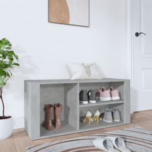 Mueble zapatero madera contrachapada gris hormigón 100x35x45 cm D