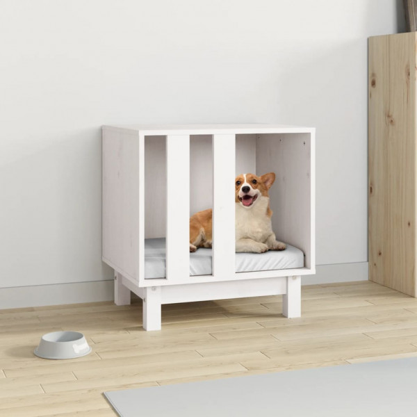 Casinha de cachorro em madeira maciça de pinho branco 50x40x52 cm D