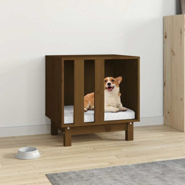 Cama para cachorro em madeira maciça de pinho marrom mel 50x40x52 cm D