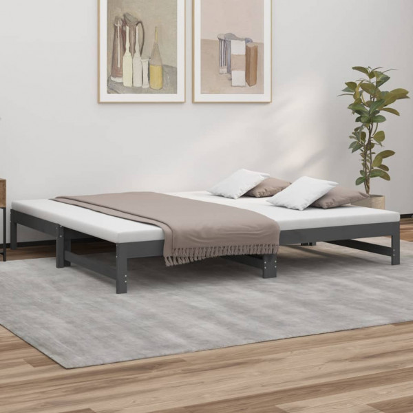 Sofá-cama removível em madeira maciça de pinho cinza 2x(80x200) cm D