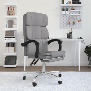 Cadeira de escritório reclinável de tecido cinza claro D