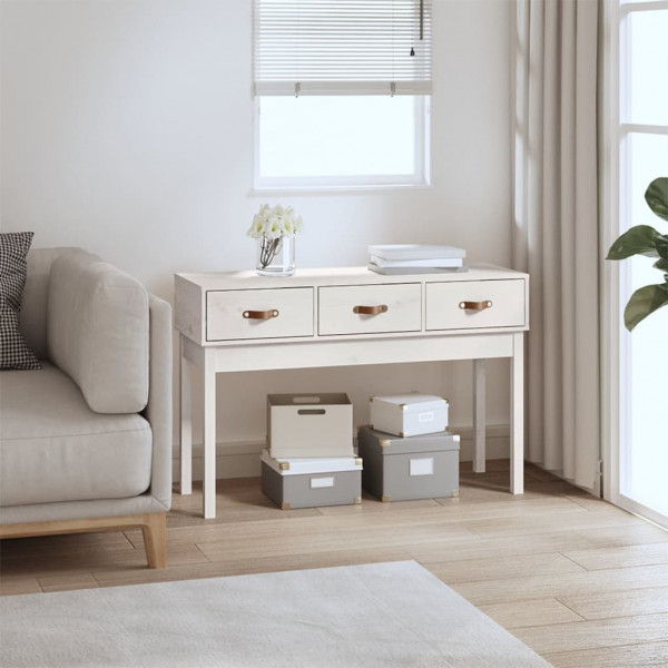 Mesa consola de madeira maciça de pinho branco 114x40x75 cm D