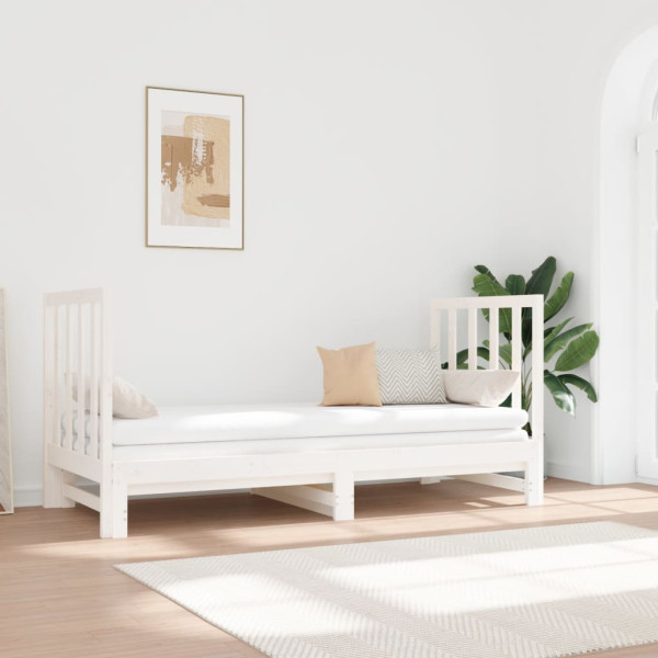 Sofá-cama removível em madeira maciça de pinho branco 2x(90x190) cm D