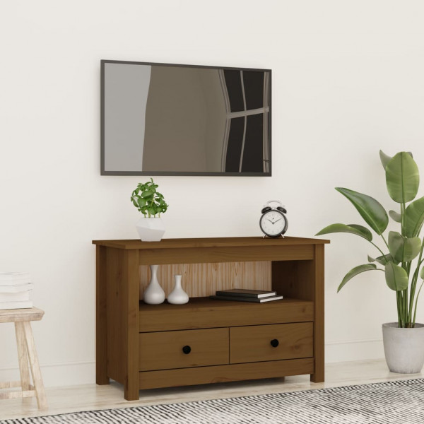 Mobiliário de TV madeira maciça de pinho marrom mel 79x35x52 cm D