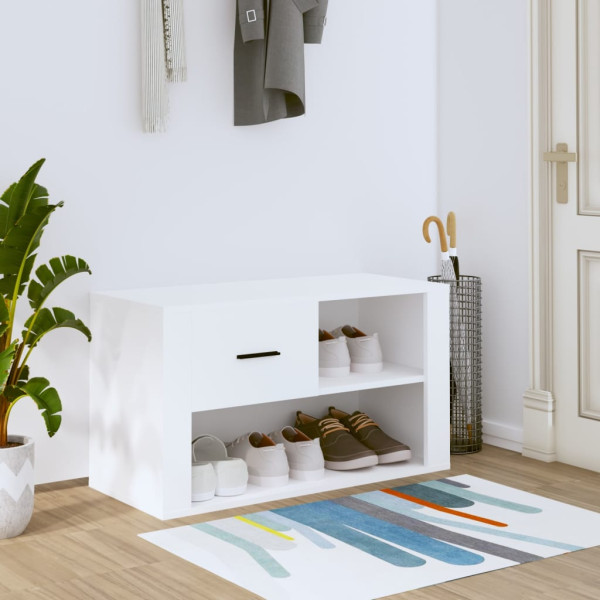 Mueble zapatero madera contrachapada blanco 80x35x45 cm D