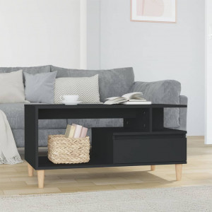 Mesa de centro madera contrachapada negro 90x49x45 cm D