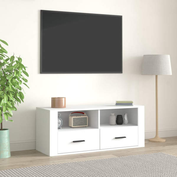 Móvel TV em contraplacado branco 100x35x40 cm D