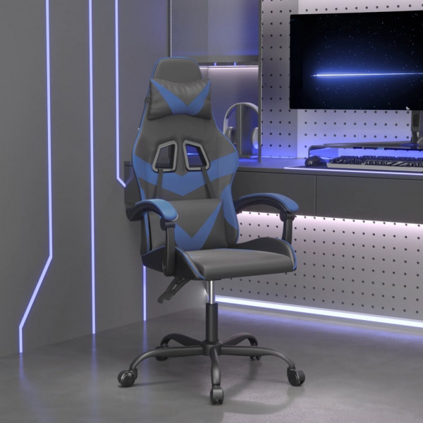 Silla gaming cuero sintético negro y azul D