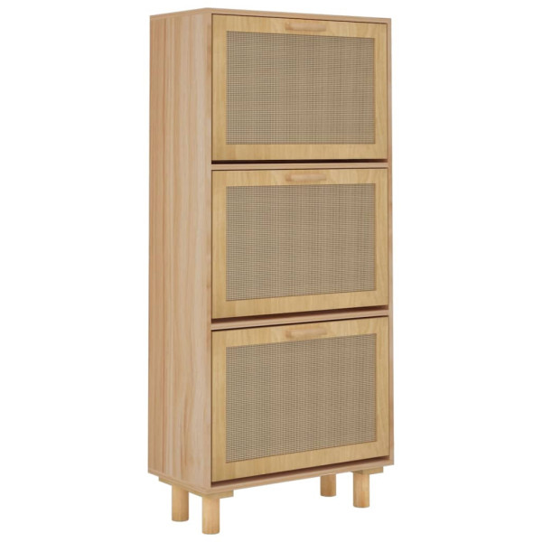 Zapatero madera contrachapada marrón ratán natural 52x25x115 cm D