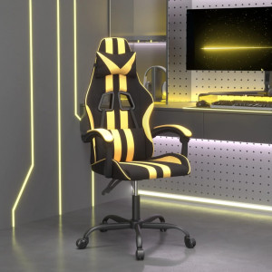 Silla gaming giratoria cuero sintético negro y dorado D
