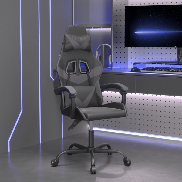 Silla gaming giratoria cuero sintético negro y gris D