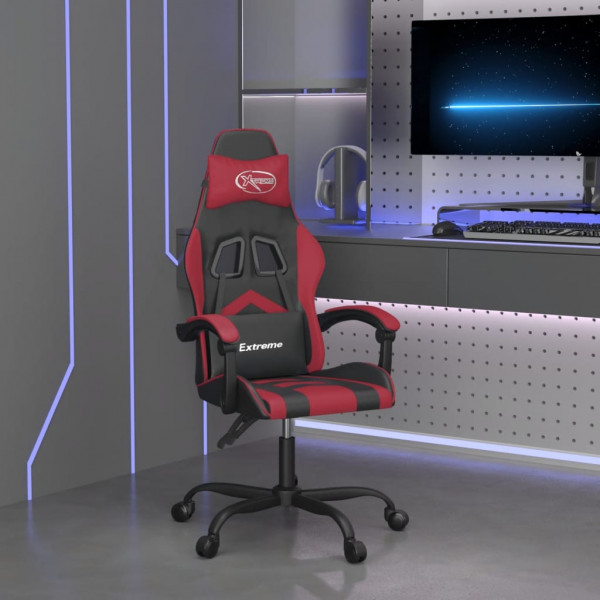 Silla gaming cuero sintético negro y rojo vino tinto D