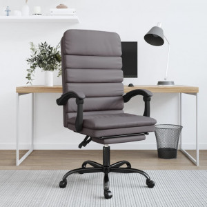 Cadeira de escritório reclinável para massagem em couro sintético cinza D