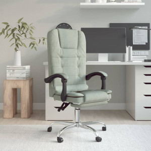 Cadeira de escritório reclinável com massagem veludo cinza claro D