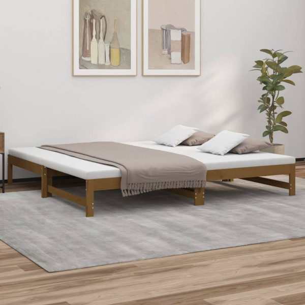 Sofá cama extraíble madera maciza de pino marrón 2x(90x200) cm D