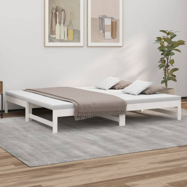 Sofá-cama removível em madeira maciça de pinho branco 2x(90x200) cm D