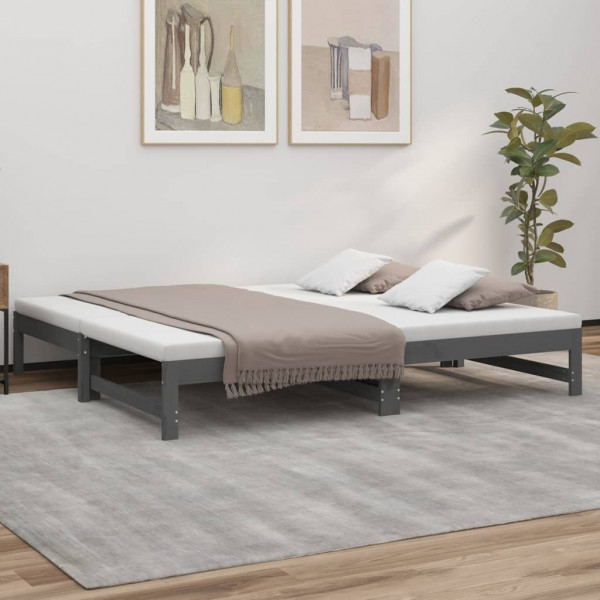 Sofá cama removível madeira maciça de pinho cinza 2x(90x190) cm D