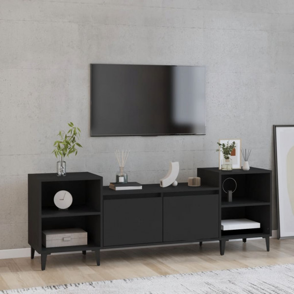 Mueble para TV madera contrachapada negro 160x35x55 cm D
