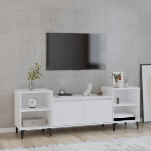 Mueble para TV madera contrachapada blanco brillo 160x35x55 cm D