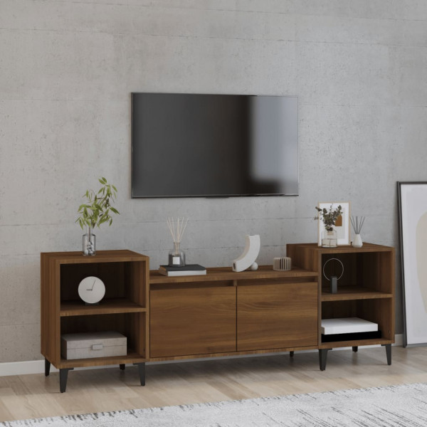Mueble para TV madera contrachapada marrón roble 160x35x55 cm D