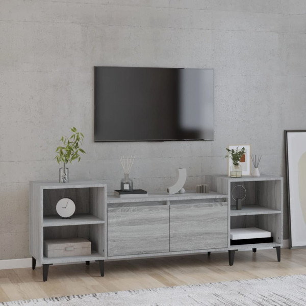 Móveis para TV madeira contraplacada Sonoma cinza 160x35x55 cm D