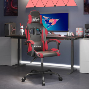 Silla gaming giratoria cuero sintético negro y rojo D