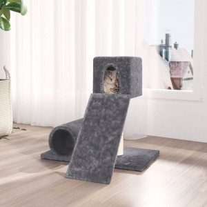 Raspador para gatos com postes de sisal cinza escuro 59 cm D