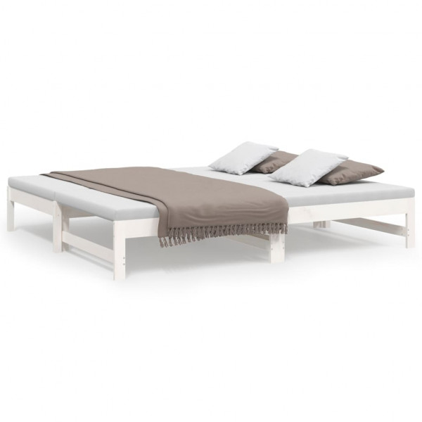 Sofá cama removível madeira maciça de pinho branco 2x(75x190) cm D