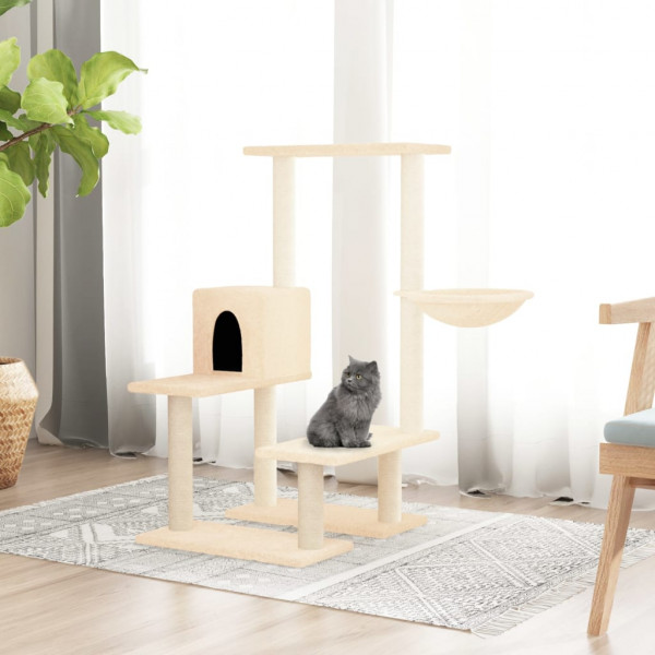 Raspador para gatos com postes de sisal creme 94,5 cm D