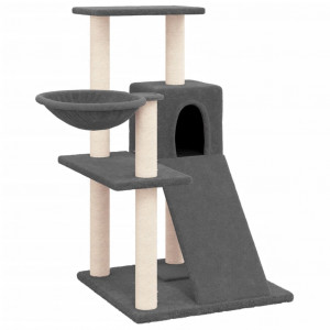 Rascador para gatos con postes de sisal gris oscuro 82 cm H