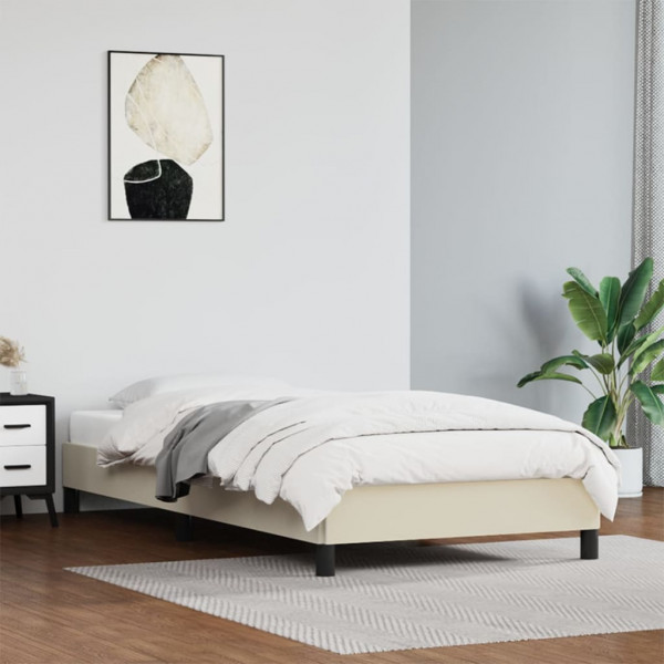 Estructura de cama cuero sintético color crema 80x200 cm D