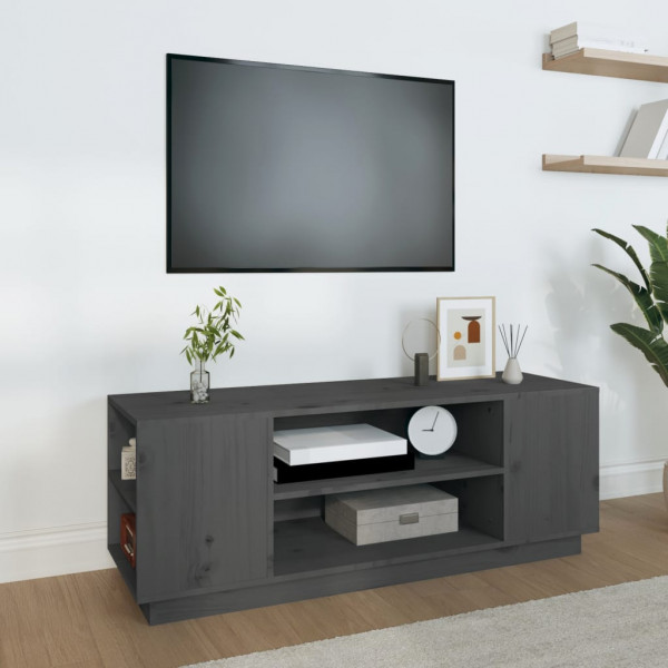 Mueble de TV madera maciza de pino gris 110x35x40.5 cm D