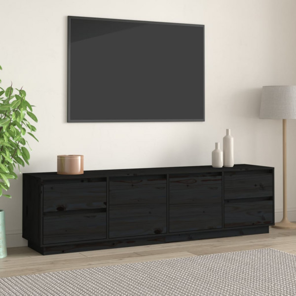 Móvel TV em madeira maciça de pinho preto 176x37x47,5 cm D