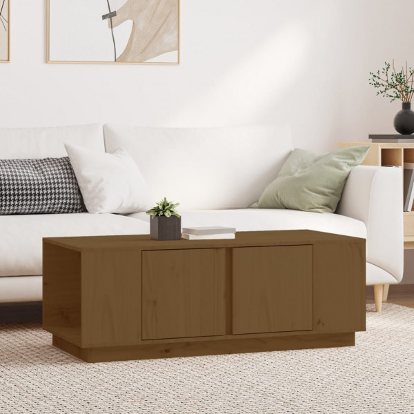 Mesa de centro madeira maciça de pinho marrom mel 110x50x40 cm D