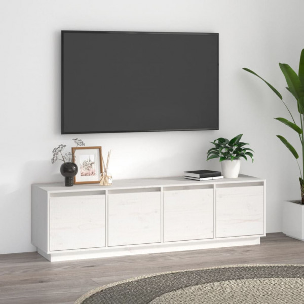 Mueble de TV madera maciza de pino blanco 156x37x45 cm D